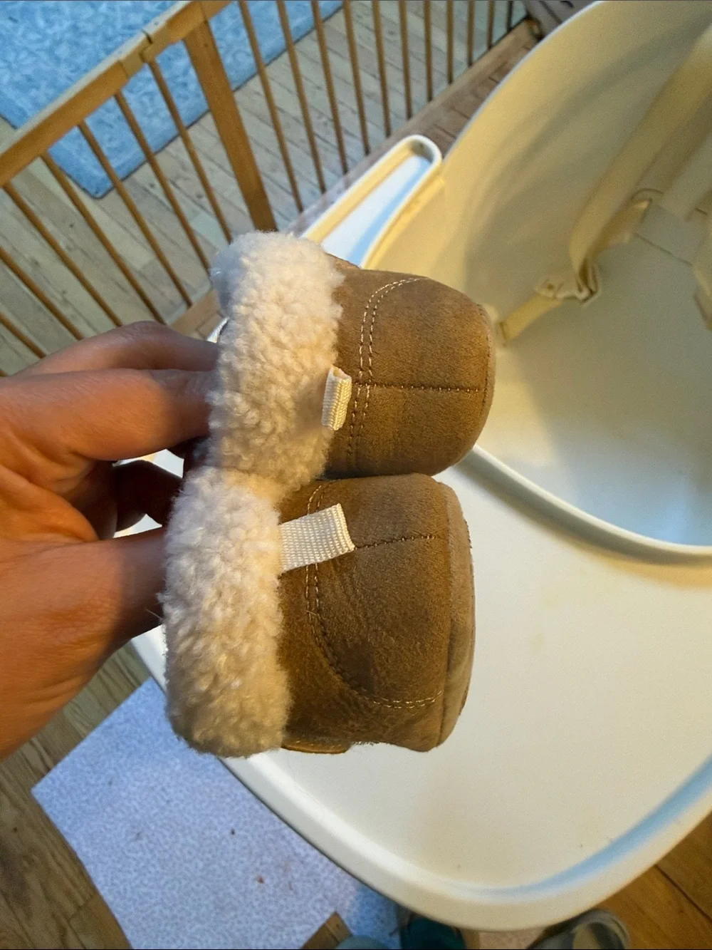 Cozy Tan Baby Walker Shoes with Plush Lining and Hook-and-Loop Strap
